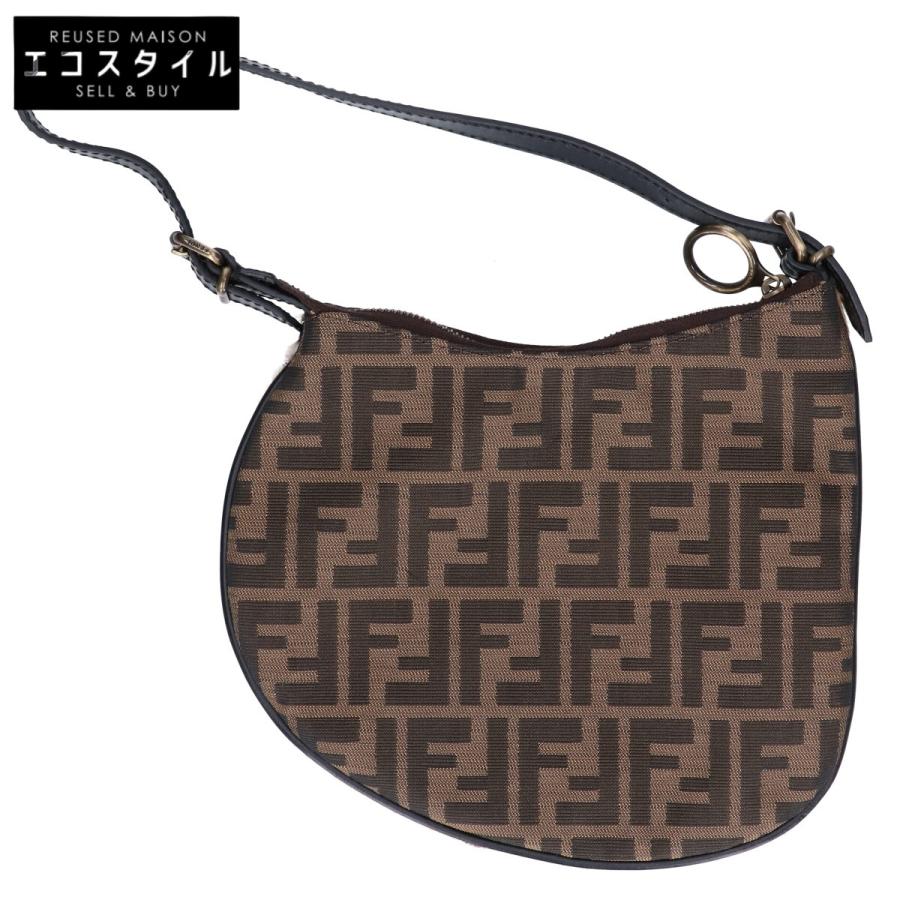 FENDI（フェンディ） 8BR248 ズッカ×ハラコ サドルバッグ ハンドバッグ