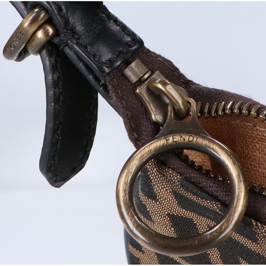 FENDI（フェンディ） 8BR248 ズッカ×ハラコ サドルバッグ ハンドバッグ