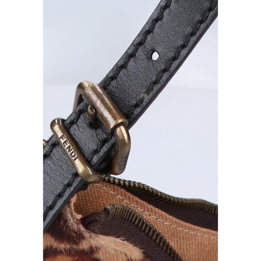 FENDI（フェンディ） 8BR248 ズッカ×ハラコ サドルバッグ ハンドバッグ