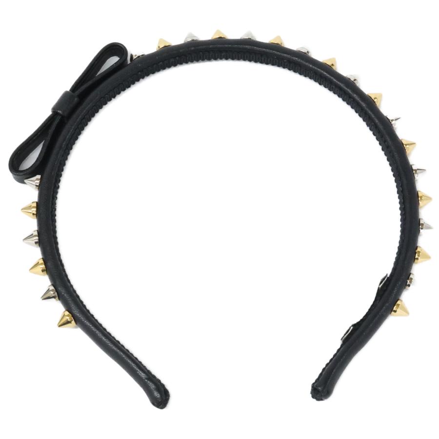 新品同様 MIUMIU ミュウミュウ スタッズ リボン カチューシャ ヘアアクセサリー レディース_6