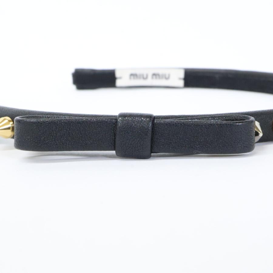新品同様 MIUMIU ミュウミュウ スタッズ リボン カチューシャ ヘアアクセサリー レディース_8