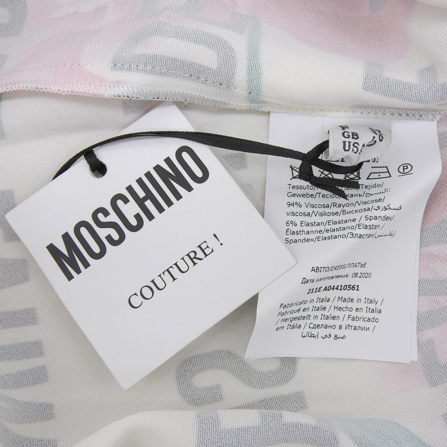 モスキーノ 美品 フローラル ドレス Tシャツ トップス レディース ホワイト×ブラック 42 42 MOSCHINO（モスキーノ） 美品 フローラル ドレス Tシャツ トップス