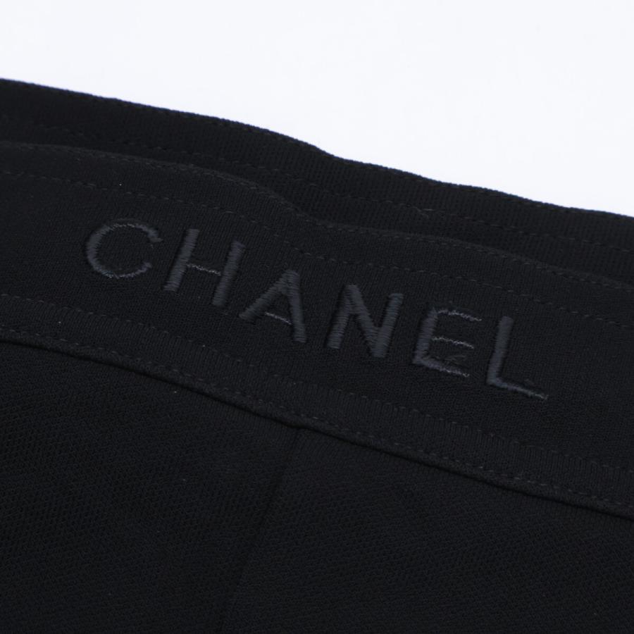 CHANEL シャネル 97P P07371V00340 ウエストロゴ刺繍 レギンスパンツ 38 ブラック レディース