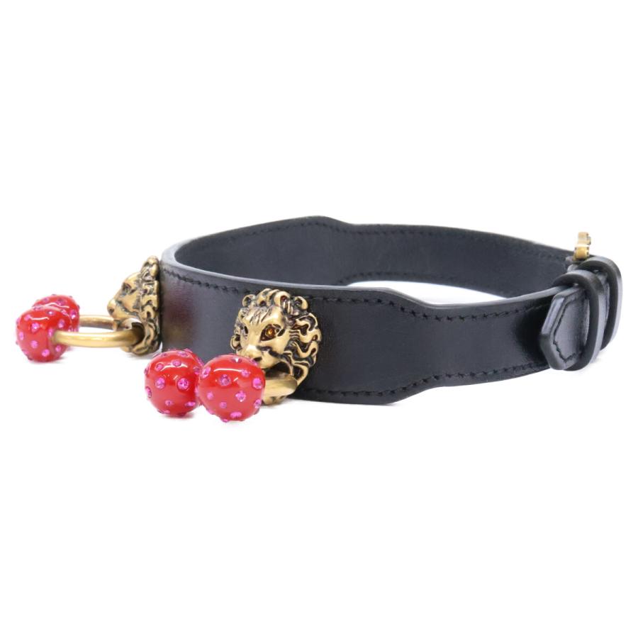 GUCCI（グッチ） トリプル ライオンヘッド チェリー レザー チョーカー