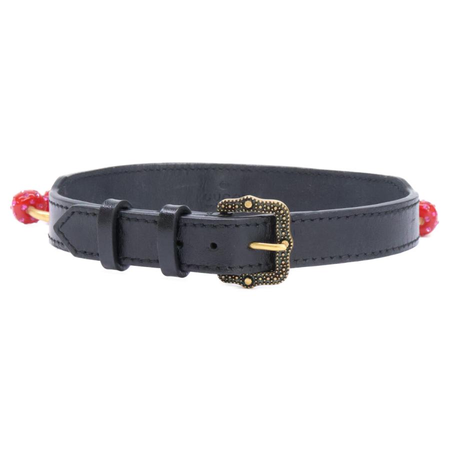 GUCCI（グッチ） トリプル ライオンヘッド チェリー レザー チョーカー