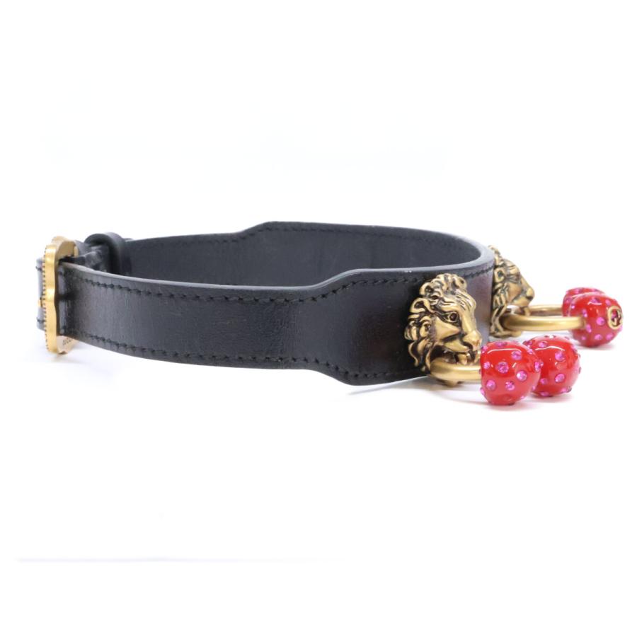 GUCCI（グッチ） トリプル ライオンヘッド チェリー レザー チョーカー