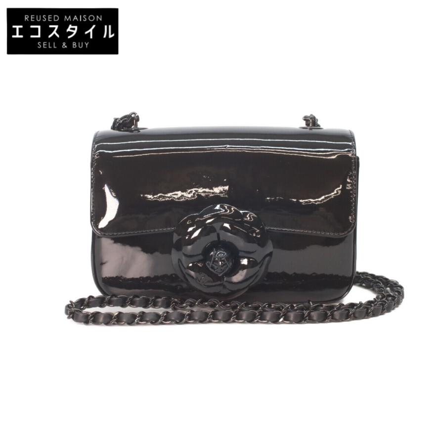 CHANEL パンチングパテント チェーンバッグ ブラック CHANEL（シャネル） 美品 S4388 ソーブラック シングルフラップ
