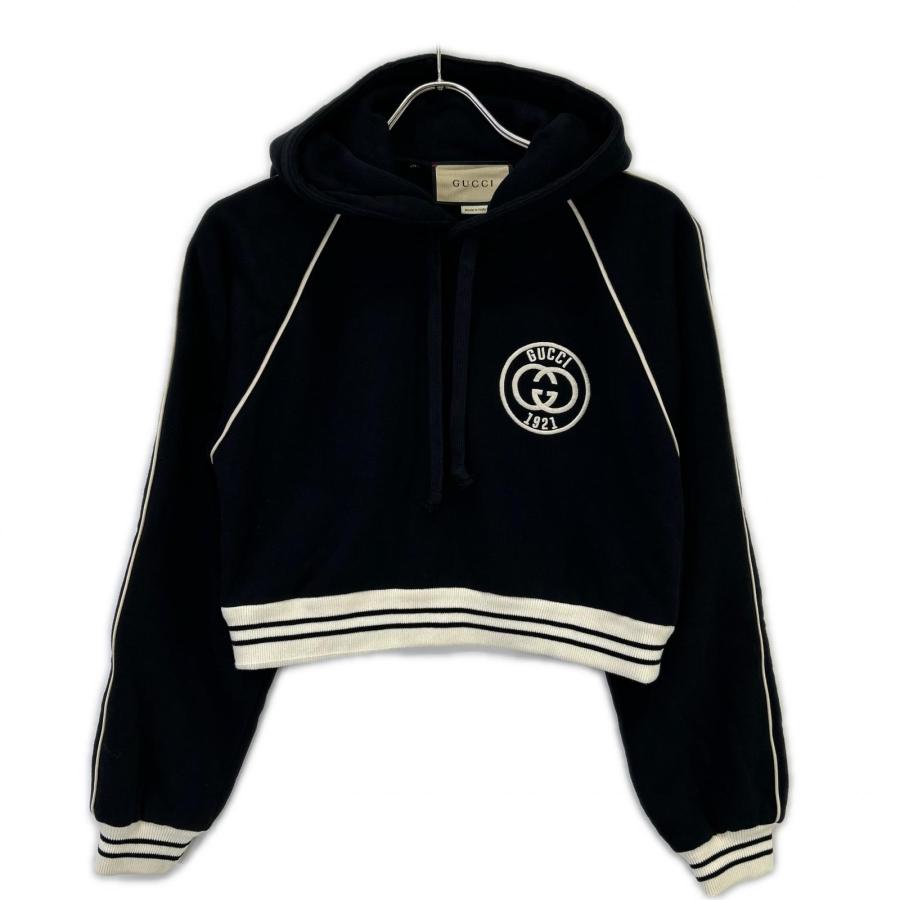GUCCI グッチ ブラック 756592 コットンジジャージーフーデットスウェットシャツ ブラック XXS トップス レディース 中古_1