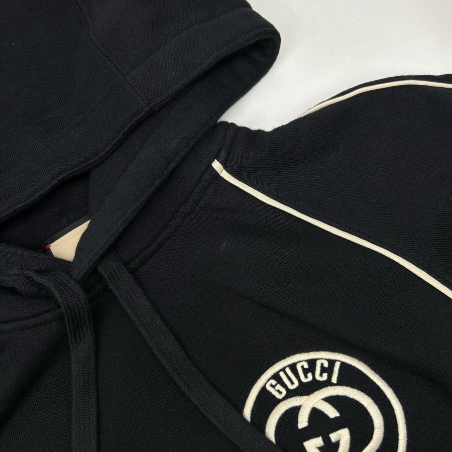 GUCCI グッチ ブラック 756592 コットンジジャージーフーデットスウェットシャツ ブラック XXS トップス レディース 中古_8