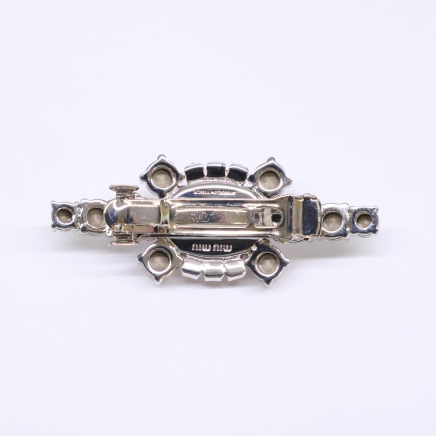 miumiu ロゴ クリスタル ビジュー バレッタ miu miu（ミュウミュウ） 新品同様 5JF101 2DMZ F02AK クリスタル