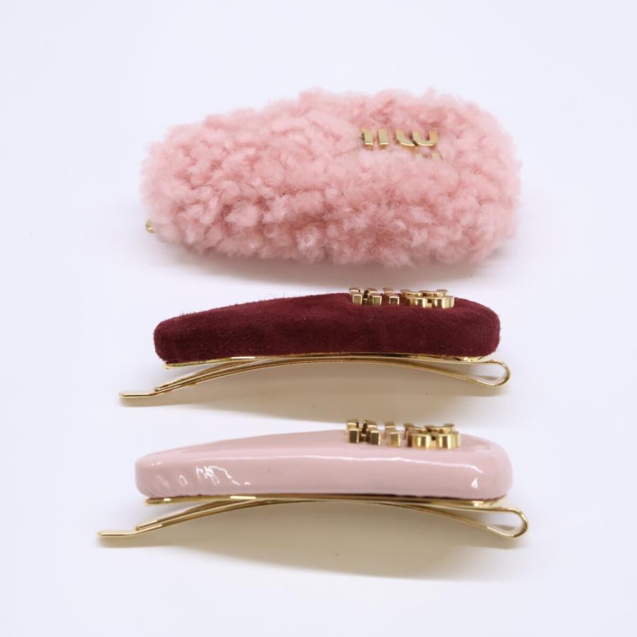 miu miu ピンクファーヘアピン miu miu（ミュウミュウ） 新品同様 アラバスターピンク 5IF188 レザーx