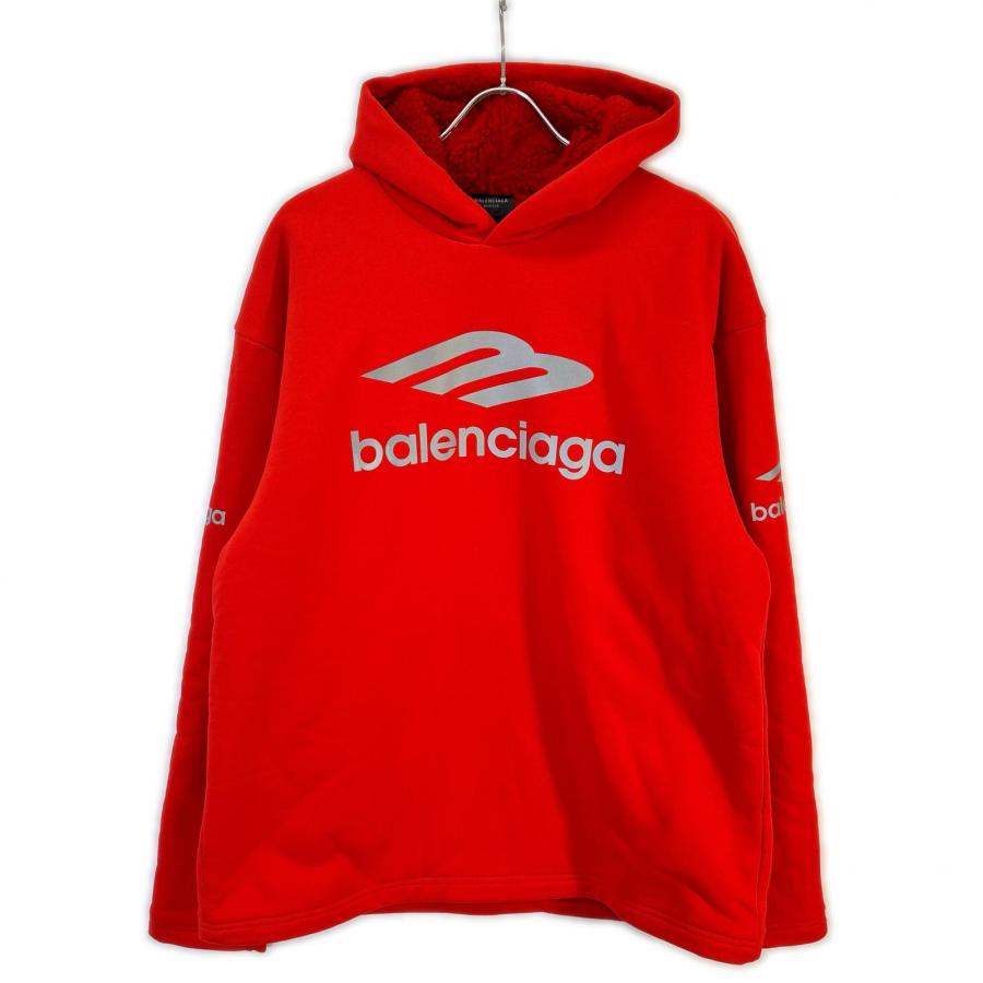 BALENCIAGA バレンシアガ 23年 レッド 773685 TPVQ6 裏起毛 パーカー L BALENCIAGA（バレンシアガ） 23年 レッド 773685 TPVQ6 裏起毛