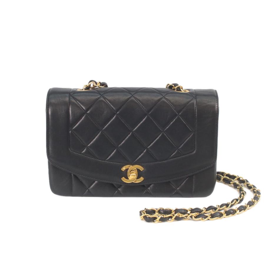 シャネル CHANEL ダイアナ22 A01164 ブラック/ゴールド金具 ラムスキン レディース ショルダーバッグ CHANEL（シャネル） A01164 黒 マトラッセ ラムスキン ゴールド金具