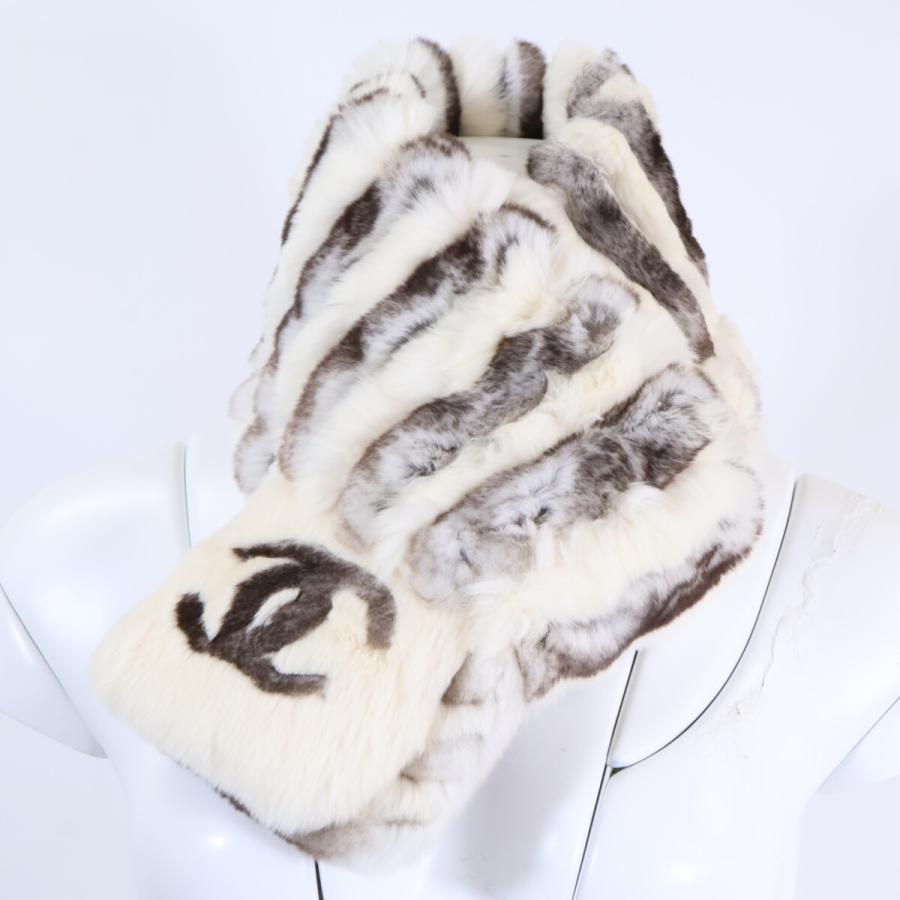【極美品】CHANEL オリラグ ファー マフラー ココマーク シャネル ラパン 極美品】CHANEL オリラグ ファー マフラー ココマーク シャネル ラパン