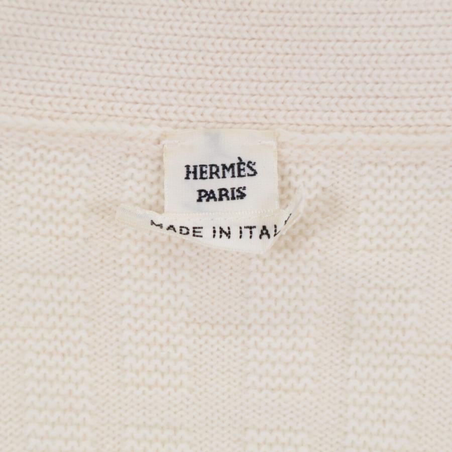 美品　HERMES エルメス　ニット　カーディガン　ウール　ホワイト　ロゴ 大人気☆HERMES☆《テディ カーディガン》ウール/カシミア (HERMES
