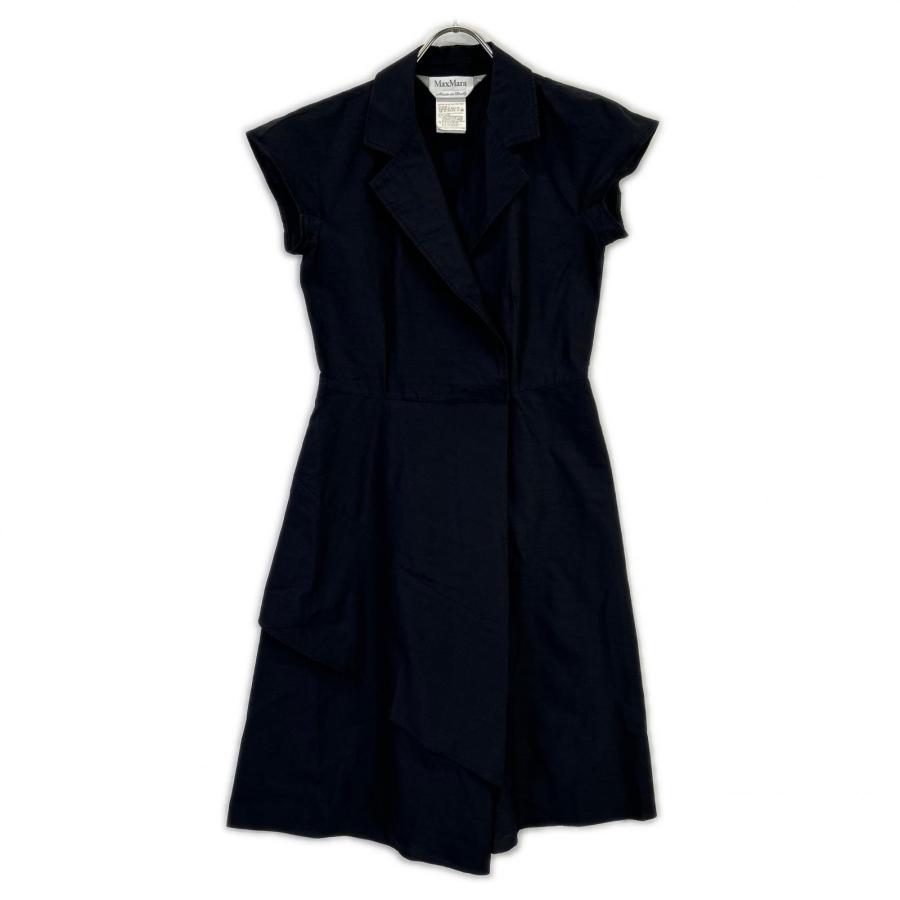 Max Mara マックスマーラ 12211691 白タグ 半袖 ワンピース ネイビー 
