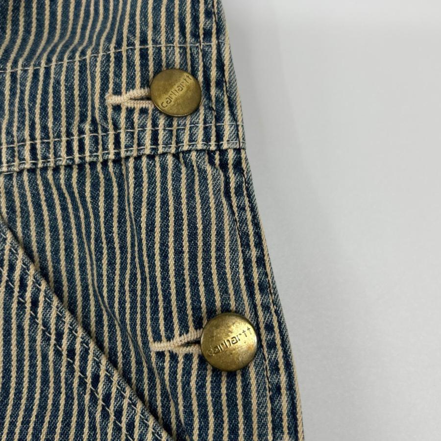 カーハート　Carhartt ヒッコリーオーバーオール　30×34 Carhartt（カーハート） ブルー 90's USA製 ストライプ ヒッコリー