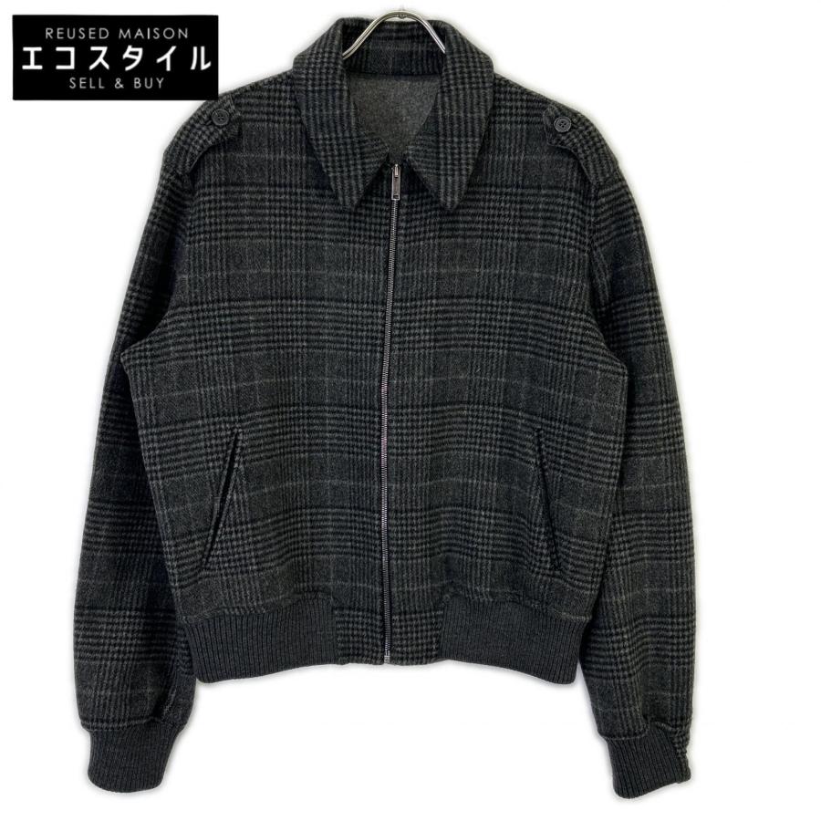 Z Zegna ジーゼニア グレー グレンチェック柄 カシミヤ混 ジップアップ 