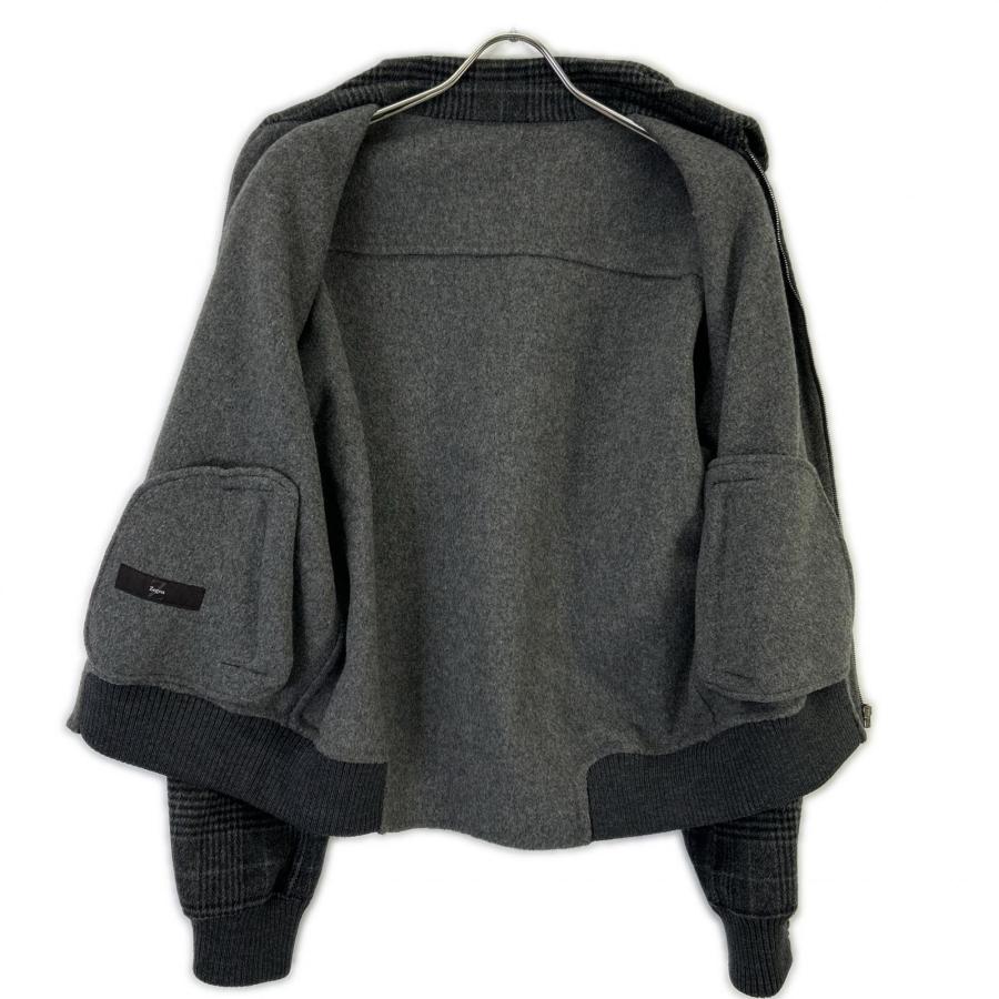 Z Zegna ジーゼニア グレー グレンチェック柄 カシミヤ混 ジップアップ 