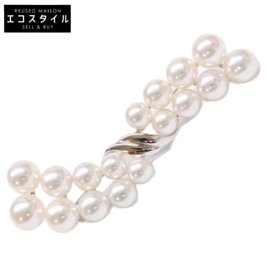 ミキモト ブローチk18WG MIKIMOTO（ミキモト） 美品 K18WG 5-7mmパール ブローチ レディース