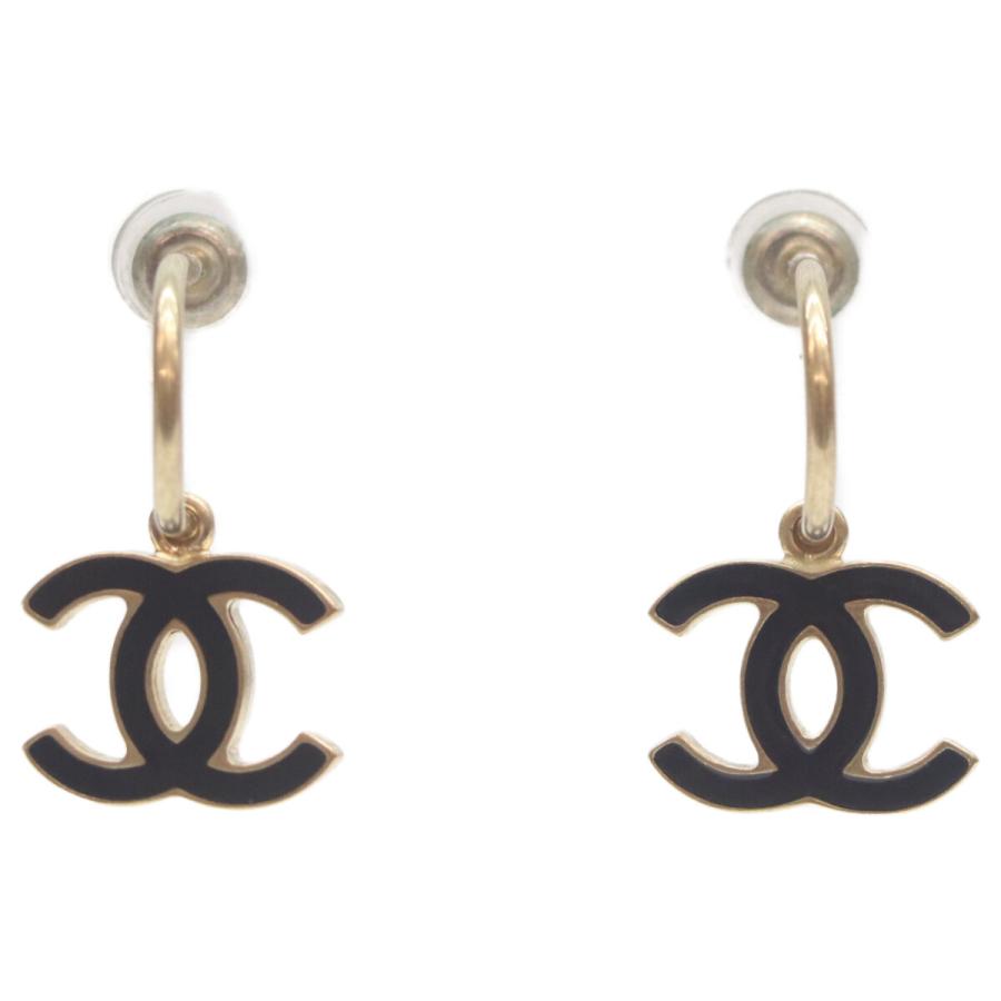 CHANEL（シャネル） 10P 黒 エナメルココマーク フープピアス