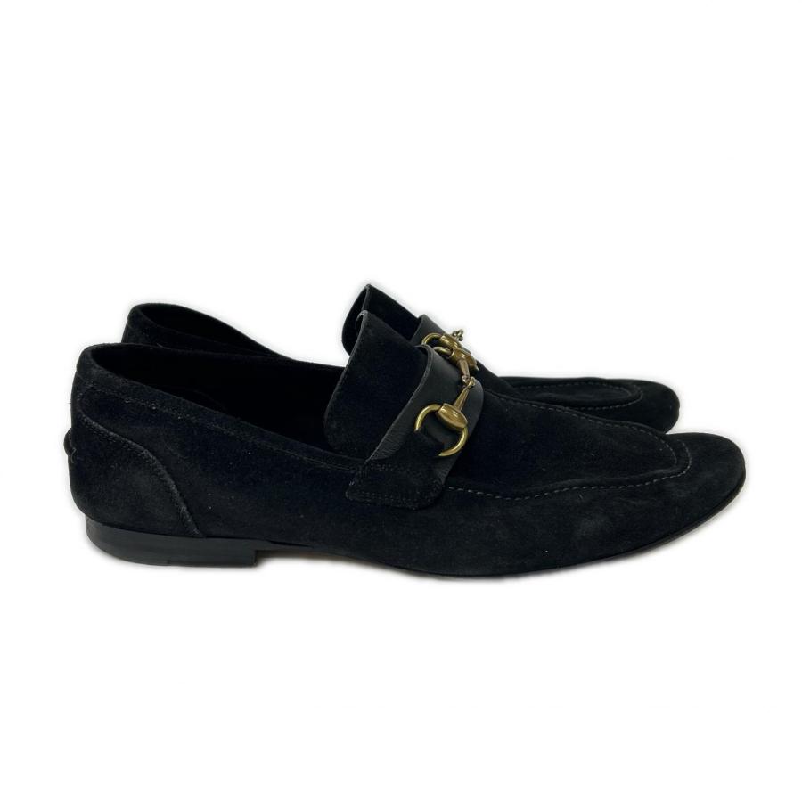 XYZ出品　GUCCI　ホースビットローファー　スエード　黒　41E GUCCI（グッチ） 105857 スエード ホースビット ローファー 41E