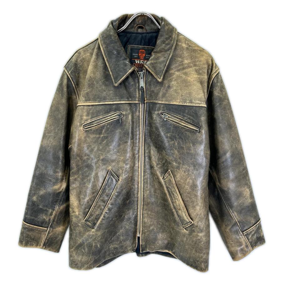 シェビニオン（Chevignon） ブラウン レザー WRD シングル ライダース