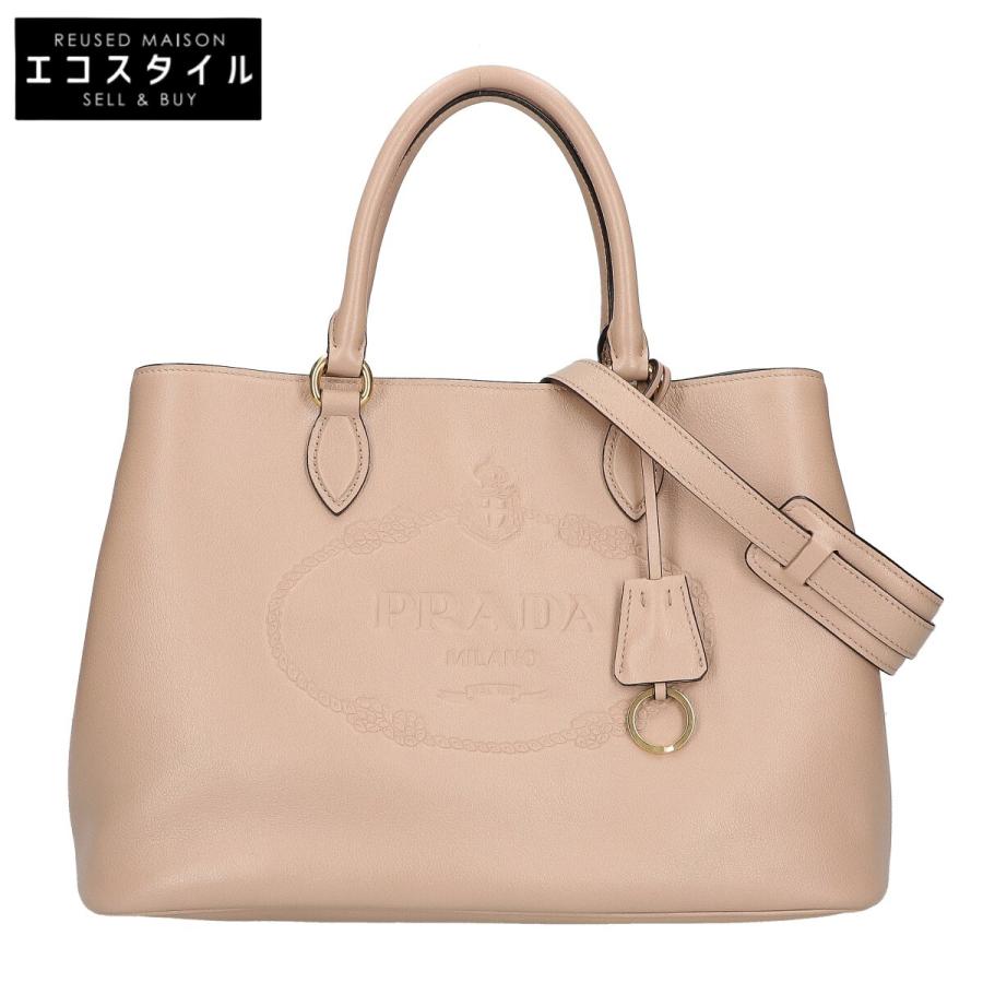 PRADA（プラダ） 美品 1BA579 グレースカーフレザー エンボスロゴ 2WAY