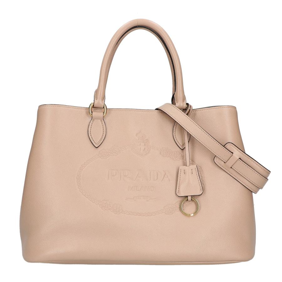 PRADA（プラダ） 美品 1BA579 グレースカーフレザー エンボスロゴ 2WAY