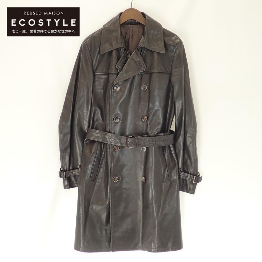 美品/国内正規 Zegnaゼニア ベルト付 レザー ダブルチェスター コート  