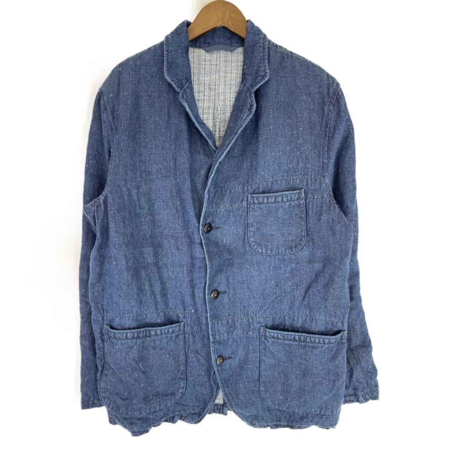 美品 ナイジェルケーボーン テーラードジャケット インディゴ リネン 46 ナイジェルケーボン インディゴジャケット 美品 ナイジェルケーボーン