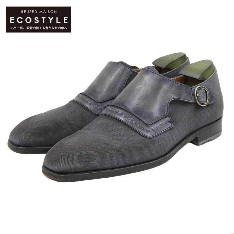 Berluti モンクストラップ レザーシューズ Berluti ベルルッティ モンクストラップ キャンバスxレザー シューズ