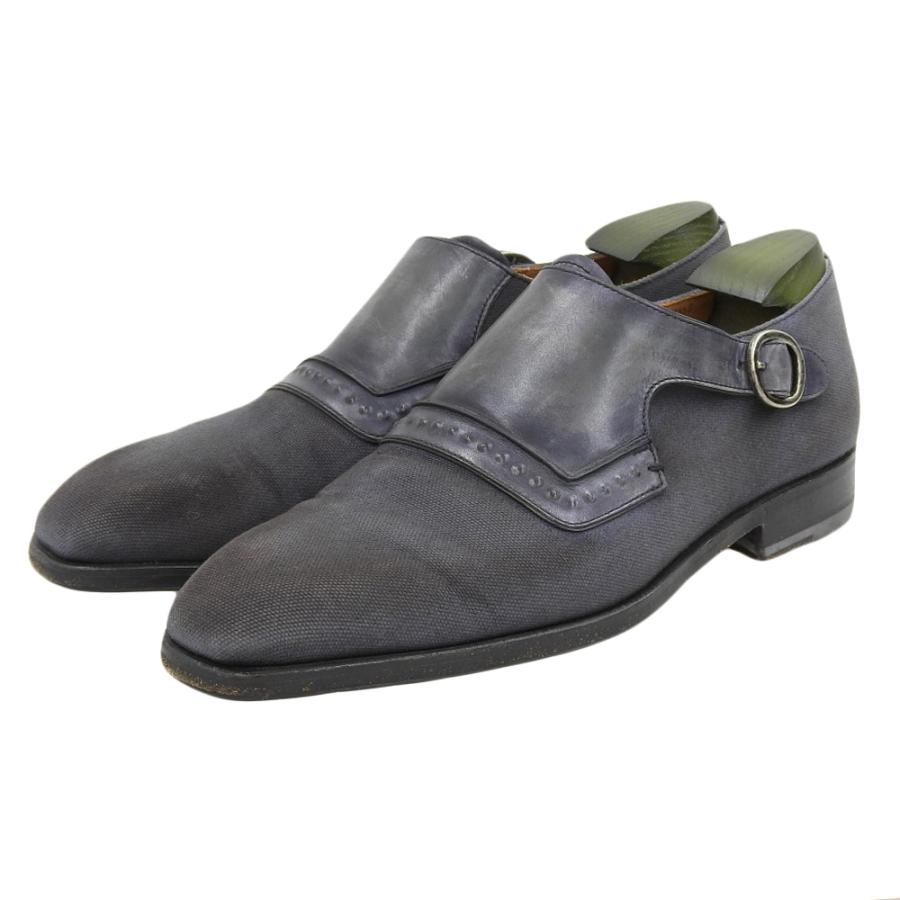 Berluti モンクストラップ レザーシューズ Berluti ベルルッティ モンクストラップ キャンバスxレザー シューズ