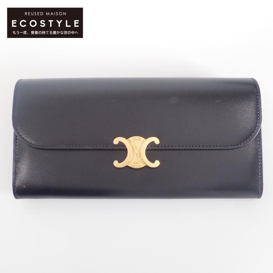 美品[CELINE]セリーヌ　トリオンフ ラージウォレット ブラック長財布 CELINE 【新品】セリーヌ 長財布 ラージウォレット トリオンフ