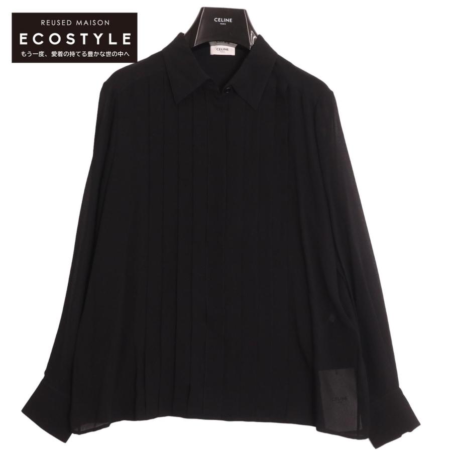 CELINE（セリーヌ） 2B016856C プリーツシャツブラウス ブラック 40 
