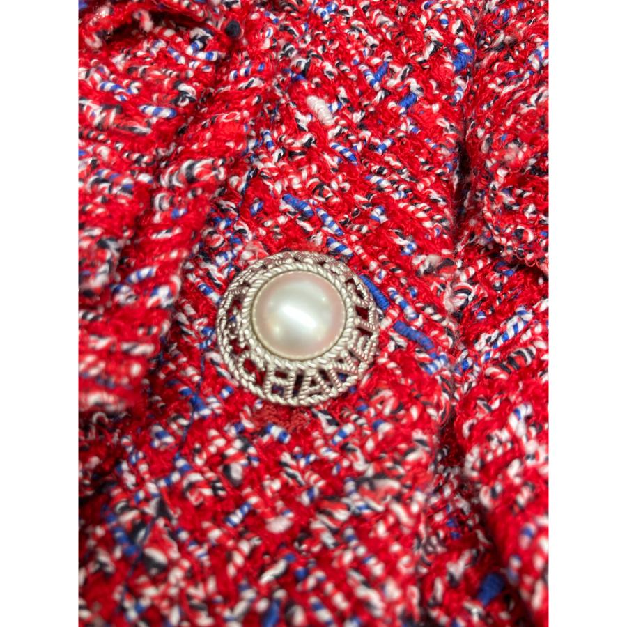 CHANEL シャネル グリポア ボタン ツイード ノーカラー ジャケット CHANEL（シャネル） 美品/ 19P P60828V46246 ロゴxフェイクパール