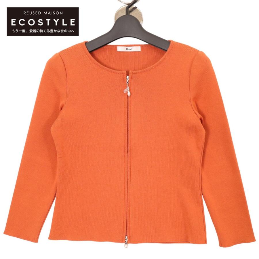 Rene ルネ 6822080 オレンジ ダブルジップカーディガン 36  