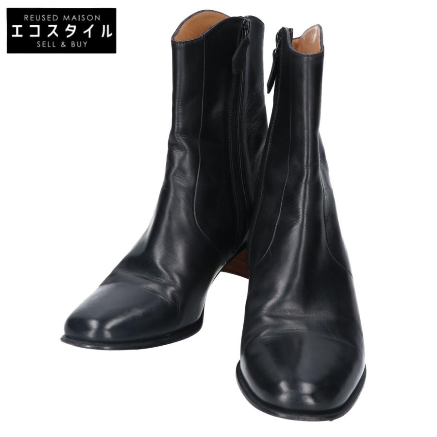 HERMES エルメス レザー サイドジップ ブーツ/ シューズ 40 ブラック 