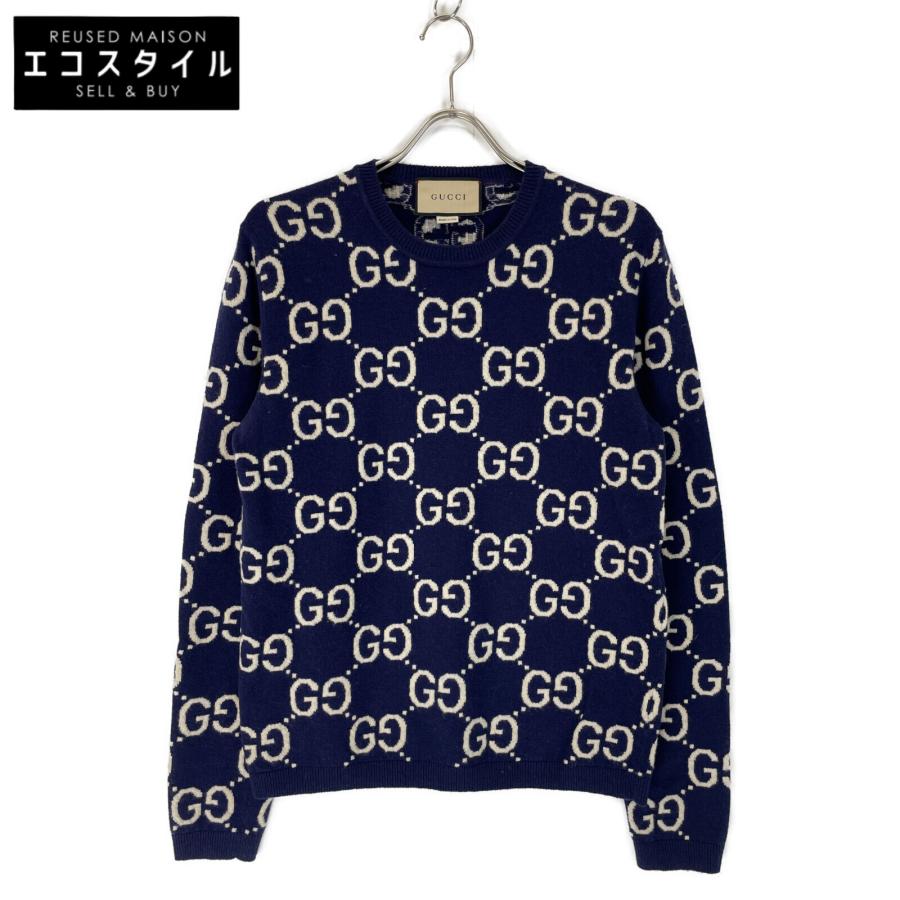 GUCCI（グッチ） ネイビー 692900 GGジャガートセーター ブルー