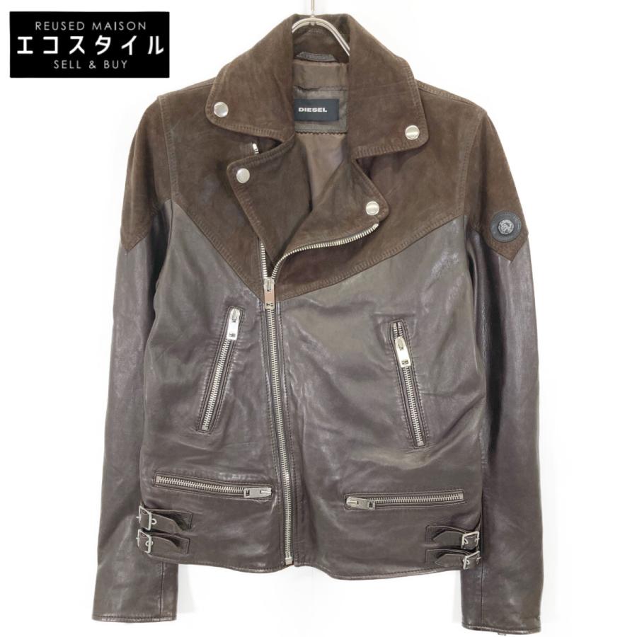 DIESEL ブラウン レザー ジャケット M DIESEL レザージャケット ブラウン