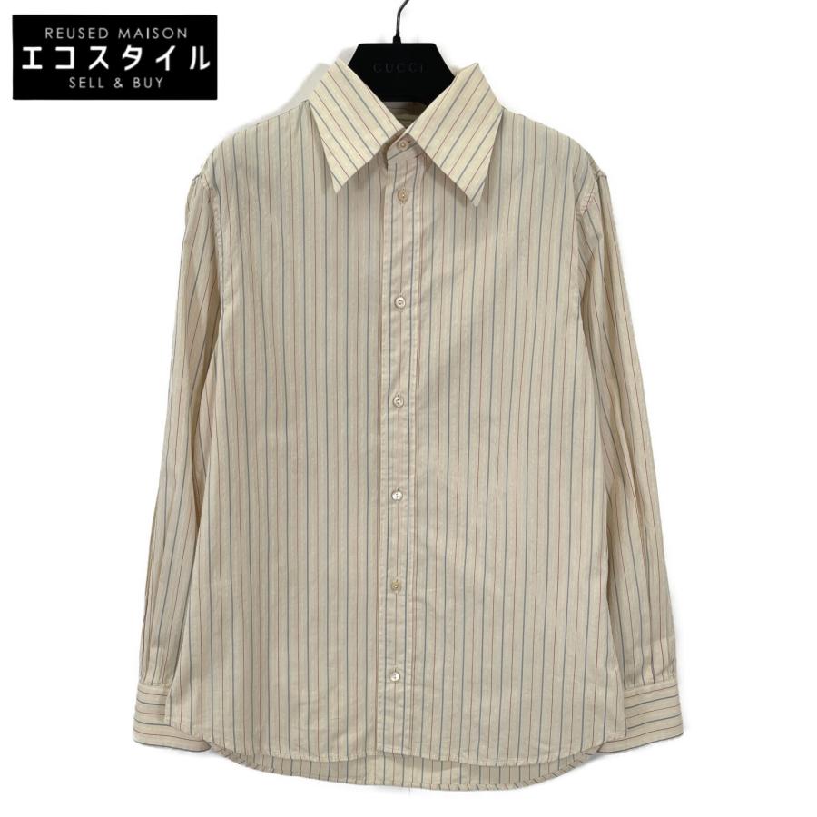 GUCCI（グッチ） ベージュ 618921 ストライプ コットンシャツ ベージュ 