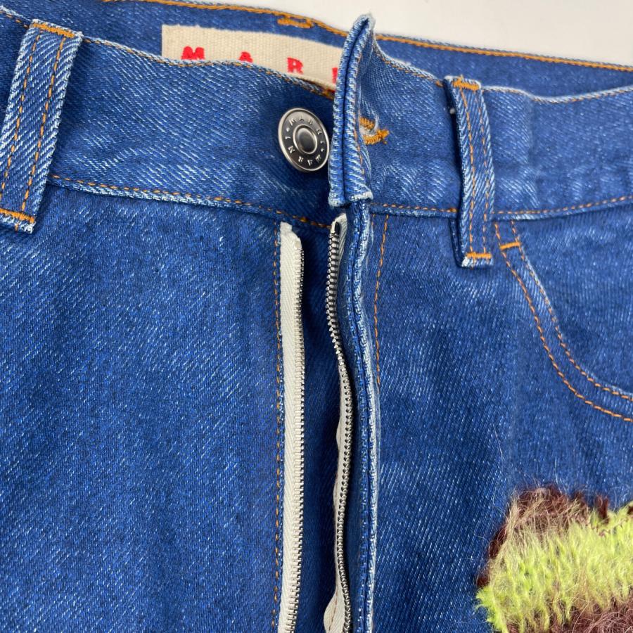 MARNI マルニ PUJU0021LX 23年 モヘアパッチ デニムパンツ MARNI マルニ PUJU0021LX 23年 モヘアパッチ デニムパンツ