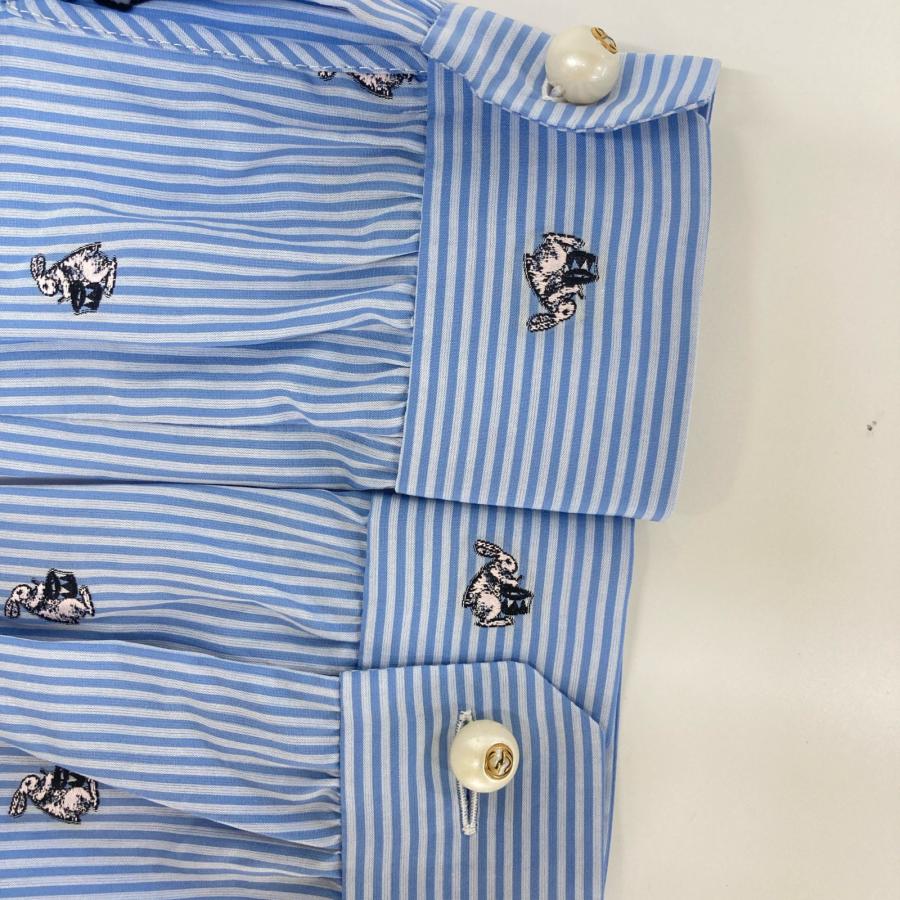 GUCCI グッチ ブルー 481682 リボンタイ付 ストライプ柄 ウサギ