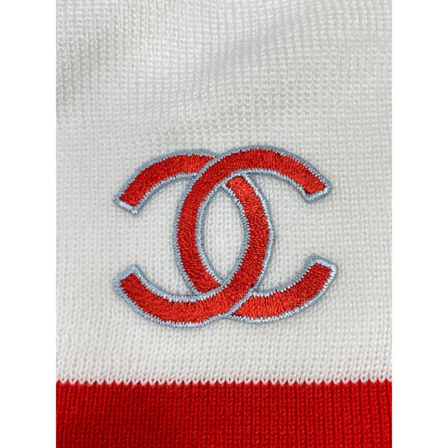 CHANEL シャネル 02S レッドトリミング クルーネック 半袖ニット CHANEL シャネル 02S レッドトリミング クルーネック 半袖ニット