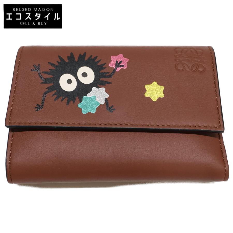 LOEWE ロエベ バーティカル ジップアラウンドコンパクトウォレット 千と千尋の神隠しコラボ ススワタリ まっくろくろすけ コンパクト財布 スタジオジブリ 二つ折り 財布 ミントグリーン ブラウン ゴールド金具 未使用品 LOEWE - LOEWE ロエベ バーティカル ジップアラウンドコンパクト