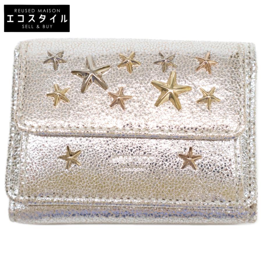 美品 JIMMY CHOO ジミーチュウ スタースタッズ メタリックレザー 