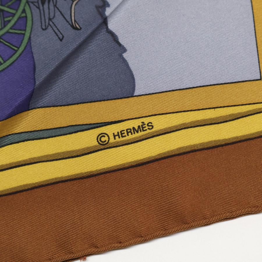 美品/ HERMES エルメス 馬車とハット 写真柄 カレ90 シルク スカーフ
