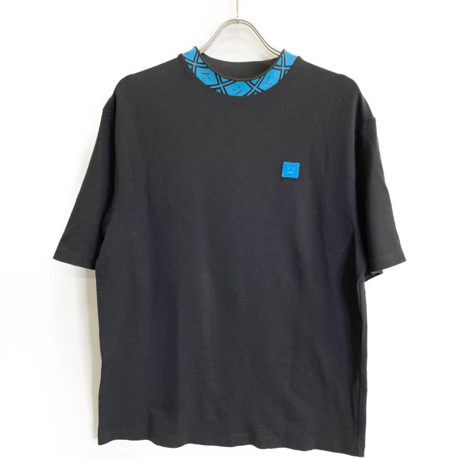 アクネストゥディオズ Acne Studios メンズ シャツ 厚手 美品 46 ACNE STUDIOS アクネ ストゥディオズ ブラック×ブルー フェイスパッチ