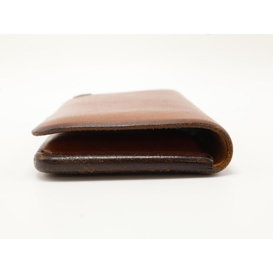 goro's ゴローズ 18K 金メタル サドルレザー カードケース ブラウン