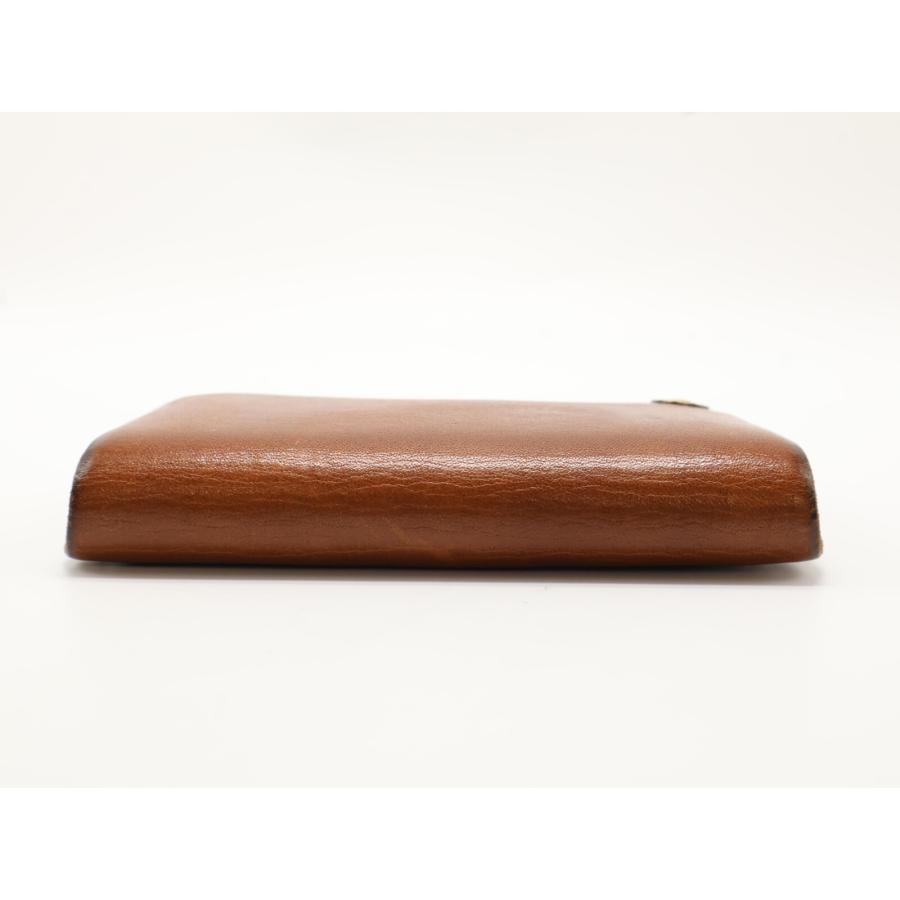 goro's ゴローズ 18K 金メタル サドルレザー カードケース ブラウン